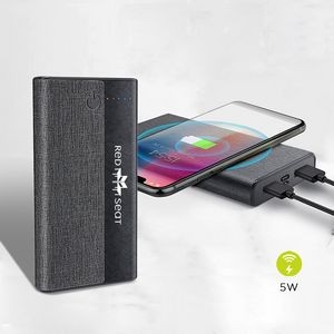 10,000 mAh Coated Linen Wireless Charger and Power Bank
