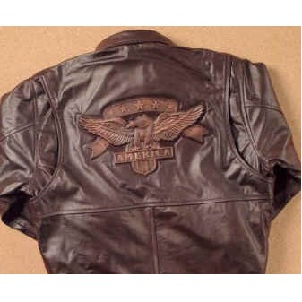 Embossed Bomber Leather Jacket
