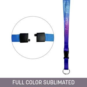 1/2" Full Color Sublimated Detachable Lanyard w/ Split Ring & Back Breakaway