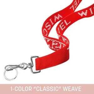 1" Woven Lanyard w/ Swivel Snap & Split Ring - "Classic" Weave