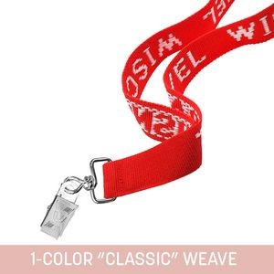 1" Woven Lanyard w/ Swivel Bulldog Clip - "Classic" Weave
