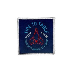 Woven Patch (Iron-On) Up To 14 Sq. In. w/ Merrowed Edge - Short Run
