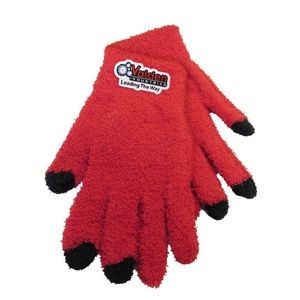 Fuzzy Texting Gloves w/ Woven Patch