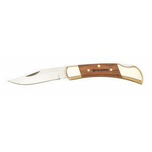 Wood Handle Lockback Knife w/ Brass Bolsters
