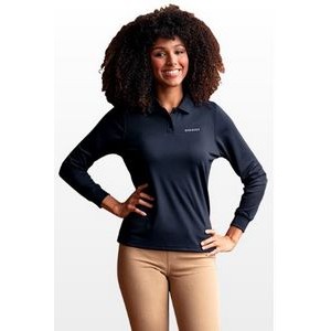 Vansport Omega Women's Solid Long Sleeve Mesh Tech Polo Shirt