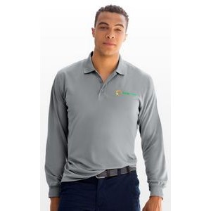 Vansport Omega Solid Long Sleeve Mesh Tech Polo Shirt