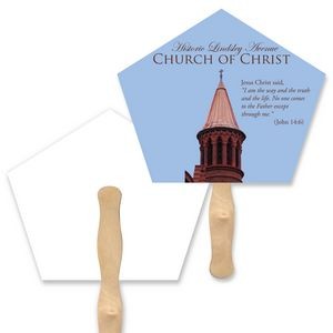 Church Shape Full Color Digital Single Sided Paper Hand Fan