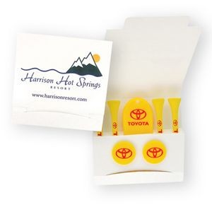 Full Color Matchbook Packet w/ 4 Imprinted Tees, Divot Tool & 2 Ball Markers