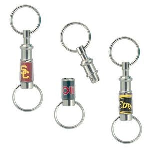Full Color Solid Nickel Plated Brass Pull-A-Part Keytag (1 3/4"x3/4")
