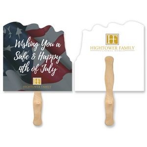 Flag Shape Full Color Two Sided Single Paper Hand Fan