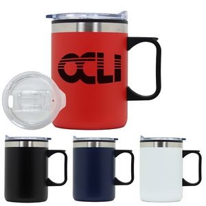14 oz. Stainless Steel Camp Style Mug with PP/Liner & Handle