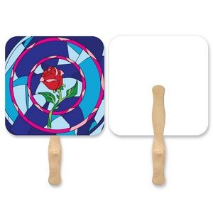 Rounded Square Shape Full Color Single Sided Paper Hand Fan