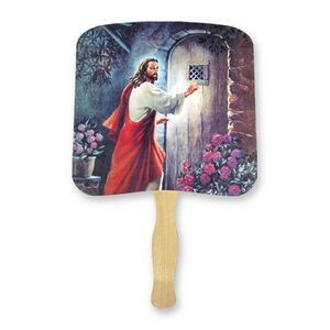 Religious Jesus Knocking At The Door Full Color Hand Fans