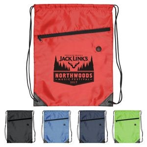 Drawstring Sports Bag with Front Zipper