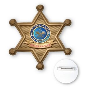 Button-Sheriff Badge Star Shape Plastic Button (3")