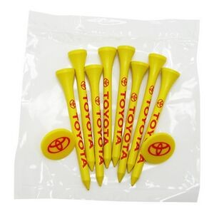 Golf Tee Poly Bag Set with 8 Tees & 2 Ball Markers
