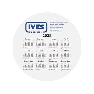 8" Round Hard Surface Full Color Calendar Mouse Pad 1/8" Thick Rubber Base