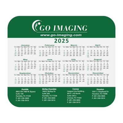 8"X9.5" Hard Surface Full Color Calendar Mouse Pad 1/8" Rubber Base