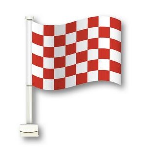 Single-Pane Large Clip On Flag w/Pole (Red/White Checkered)