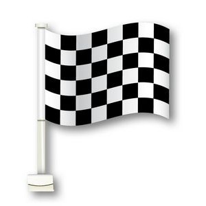 Single-Pane Large Clip On Flag w/Pole (Black/White Checkered)