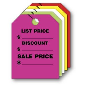 Fluorescent Mirror Hang Tag - List Price/Discount/Sale Price (9"x12")