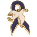 Purple Awareness Ribbon w/Dove Lapel Pin