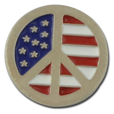 Peace Symbol w/American Flag Lapel Pin