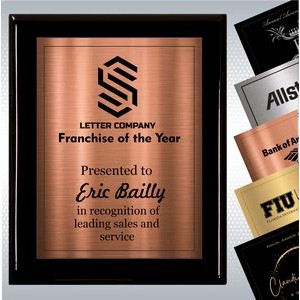 Black Piano Finish Wood Plaque w/Choice of Single Engraved Plate (8" x 10")