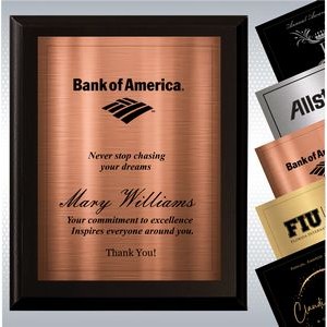 Black Matte Finish Wood Plaque w/ Choice of Single Engraved Plate (9" x 12")