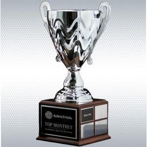 Wave Perpetual Silver Cup Trophy Award w/Perpetual Base (14 1/2 ")
