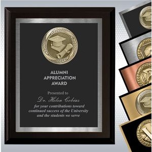 Black Matte Finish Wood Plaque w/Double Plate and Medallion (12" x 15")