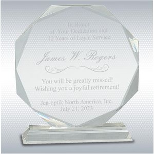 6" Octagon Optical Crystal Personalized Retirement Gift Award