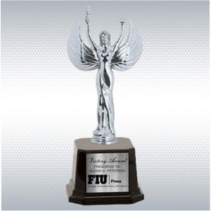 8 1/2" Silver Metal Female Victory on Gloss Black Finish Base Trophy