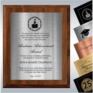 7" x 9" Cherry Finish Wood Personalized Academic Achievement Plaque Gift Award