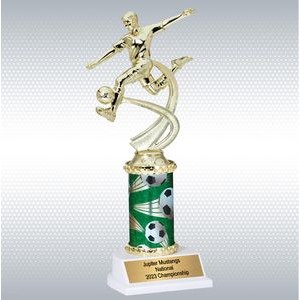 10" Assembled Soccer Male Trophy w/ White Base