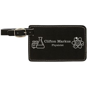 Black/Silver Laserable Leatherette Luggage Tag