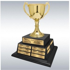 14" Gold Zinc Cup Perpetual Trophy w/ Header Plate and 24 Name Plates