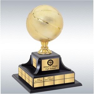 Gold Basketball Trophy w/Perpetual Base (14'' x 14'' x 17'')