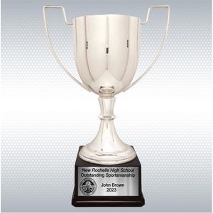 17 1/2" Silver Completed Zinc Cup Trophy On Plastic Base