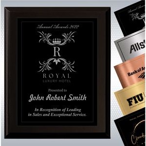 Black Matte Finish Wood Plaque w/ Choice of Single Engraved Plate (5" x 7")