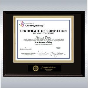 Matte Black And Gold Certificate Frame (12" x 15")