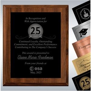 8" x 10"Cherry Finish Wood Plaque Personalized Years of Service Gift Award