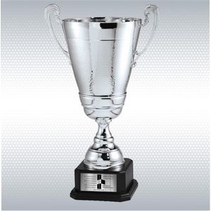 20.5" Gold or Silver Assembled Metal Cup Trophy On Ebony Finish Wood Base
