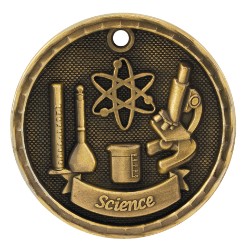 2" Antique Finish 3D Science Medal