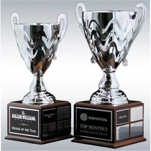 Wave Perpetual Silver Cup Trophy Award w/Perpetual Base (18")