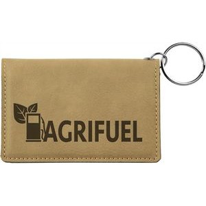 Light Brown Laserable Leatherette Keychain ID Holder (4 1/4" x 3")
