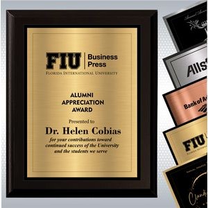 Black Matte Finish Wood Plaque w/ Choice of Double Engraved Plate (8" x 10")