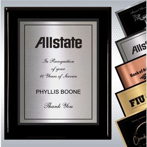 Black Piano Finish Wood Plaque w/Choice of Double Engraved Plate (7" x 9")