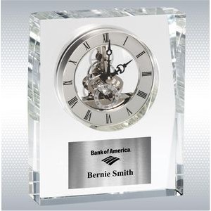 5.75" Rectangular Crystal Desk Clock Award