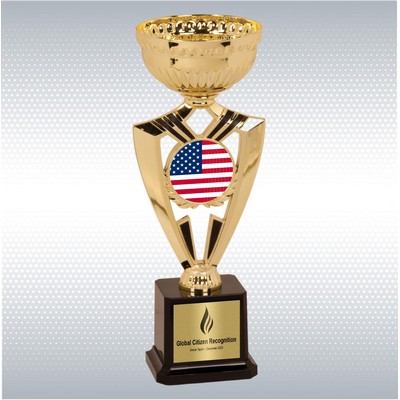 9 5/8" Gold Ribbon Logo Trophy Cup